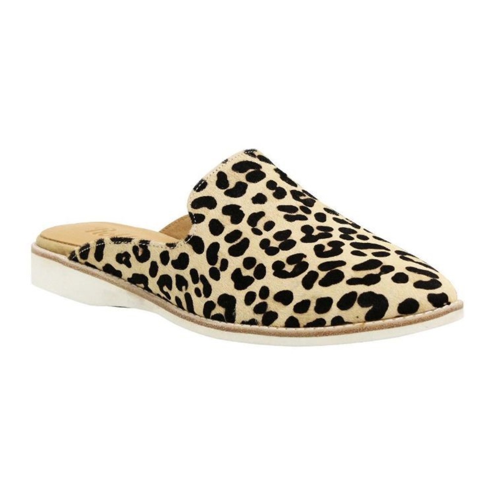 Rollie Madison Mule Camel Brown Leopard Pony Hair Leather Size Women’s 39/8
